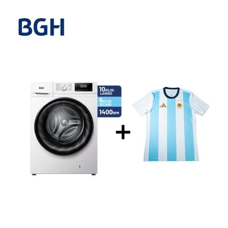 Combo Lavasecarropas BGH Inverter 10kg BWDN10W25AR + Camiseta BGH adidas Talle M