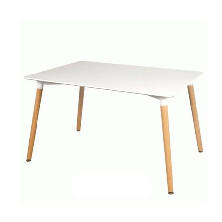Mesa Rectangular 1.20 Mts Tapa Blanca Y Patas Roble Unican Eames