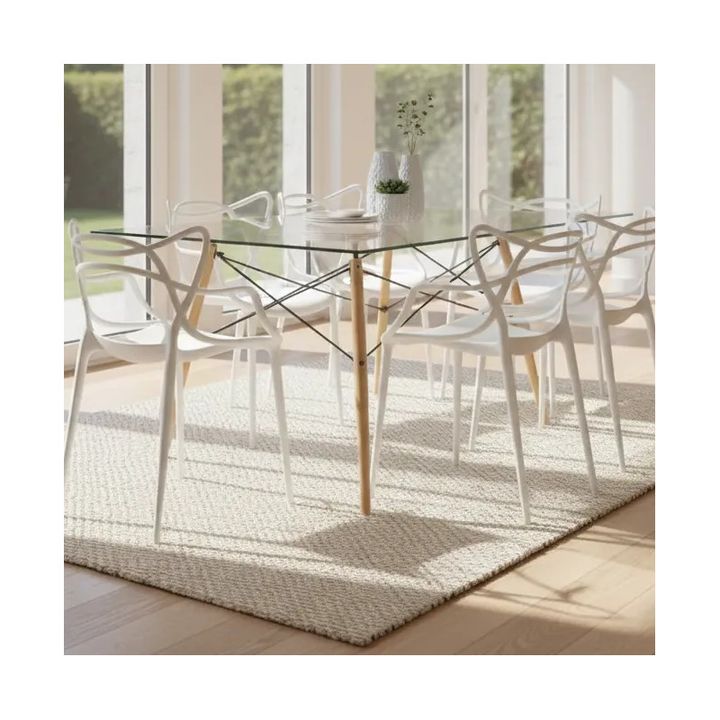 Juego De Comedor Mesa De Vidrio 120x80+6 Sillas Allegra Blanco - Vista 1