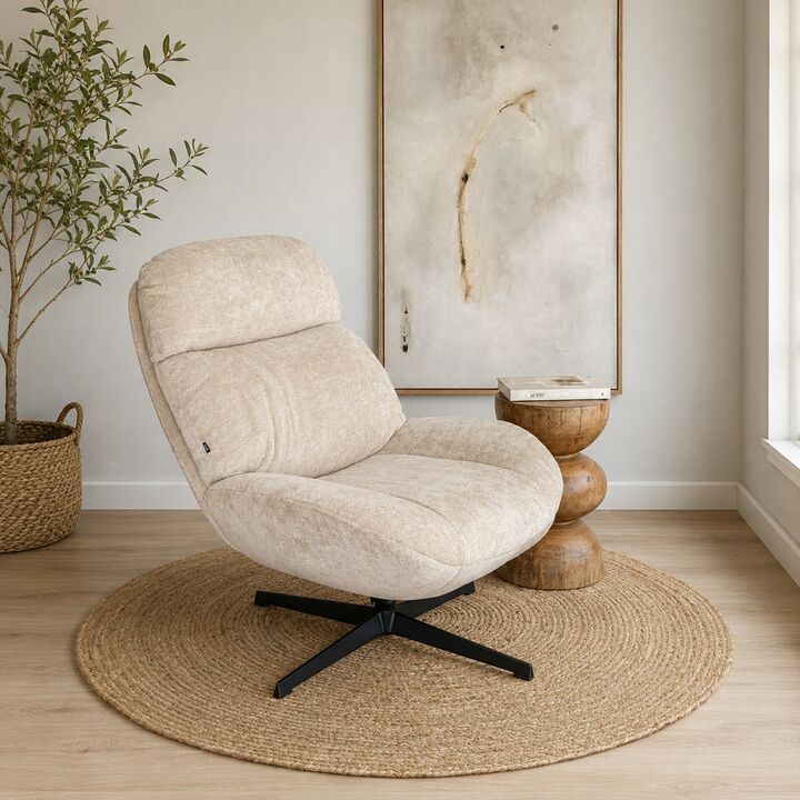 Sillón Nyon Beige Giratorio Tapizado en Chenille - Vista 2