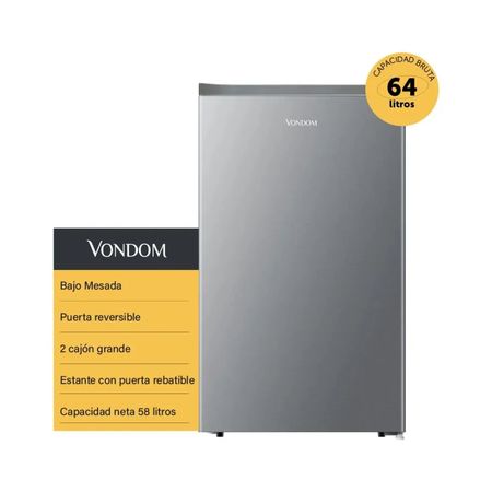Freezer Vertical Vondom FR60SILVER 60 lts Silver Bajo Mesada