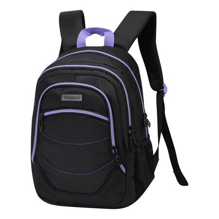 Mochila Kossok Lepi - Escolar - Mediana - Reforzada Negro; Lila Lisa
