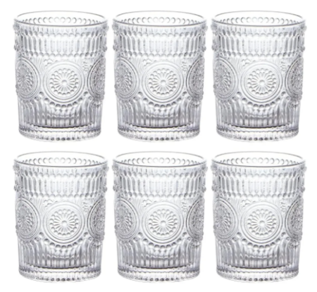 Set X6 vasos de vidrio labrado vintage Sunshine