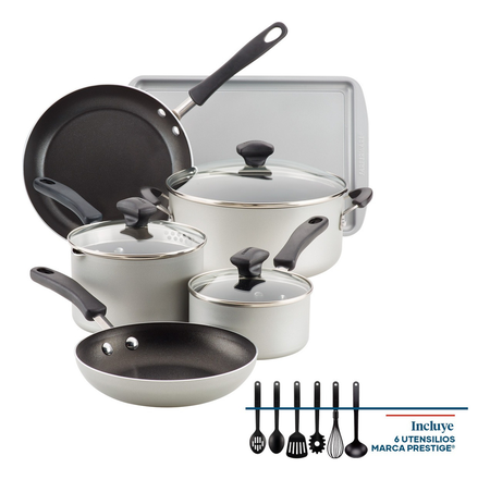 Batería De Cocina Farberware Antiadherente Aluminio 15 Pzas