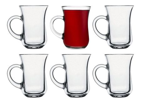 Set x 6 Jarros Tazas Vidrio Con Manija Pasabahce Keyif 