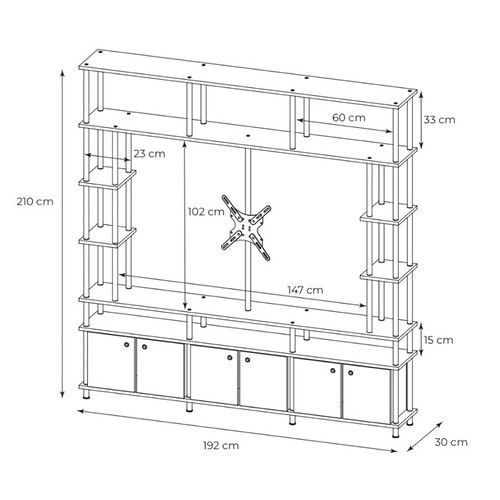 Rack de TV Industrial DS Home 192 x 30 x 210 cm Total Negro - Vista 2