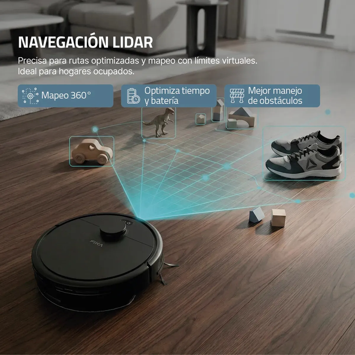 Aspiradora Robot Trapeadora navegación laser Mapeo Lds Orbital App Wifi Fika - Vista 3