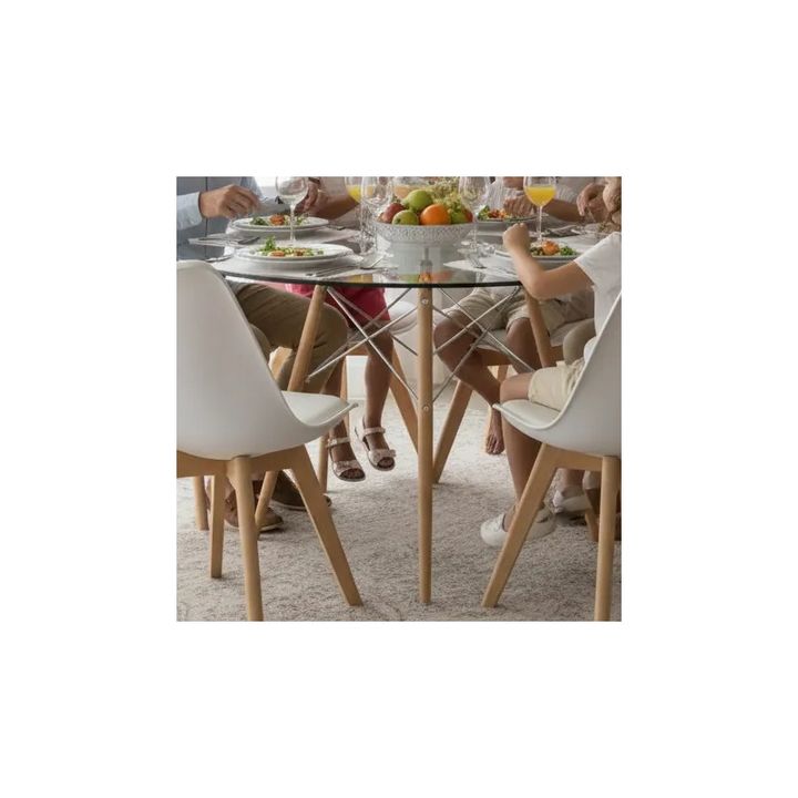 Juego De Comedor Mesa De Vidrio 120+6 Sillas Tulip Blanco - Vista 1