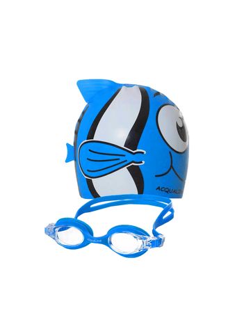 Kit Acqualine Antiparras/Gorra Kids Niños Natación Azul