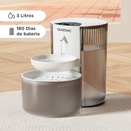 Bebedero Automático Para Mascotas Gadnic Inteligente Sin Filtro Inalámbrico 3 Litros