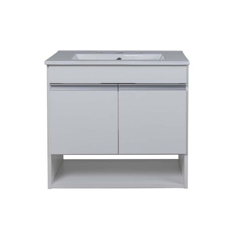 VANITORY FLOTANTE CON BACHA BLANCO DE 60 CM CON 2 PUERTAS Y 1 ESTANTE