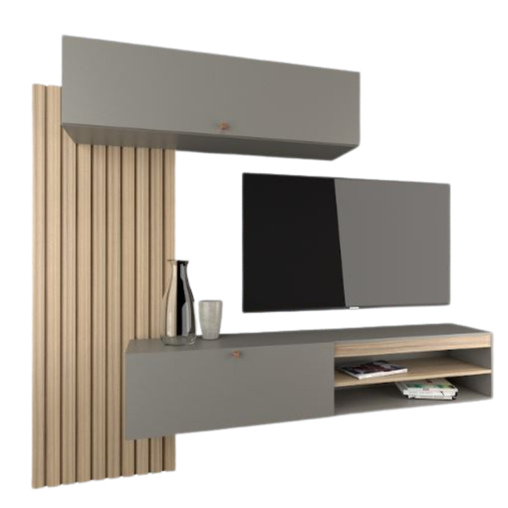 Mueble Rack Tv Flotante Centro De Entretenimiento Living Tables 1113 Coco Bolo Gris - Vista 4