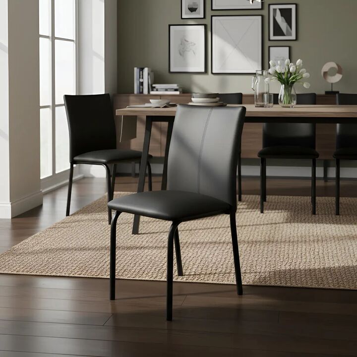 Juego De Mesa 1.4 X 0.80 Y 6 Sillas Cuerina Dakot Negro - Vista 3