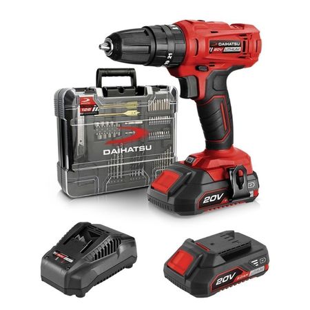 Kit Megacombo Taladro Atornillador Percutor Inalambrico 20V + Bateria + Cargador + Set Mega 126 Piezas - Modelo HI-TI2025K2