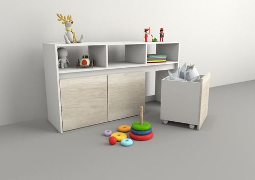 Juguetero Linea Home 3 Caj C/Ruedas 3038 Nevado/Ever Tables - Vista 1
