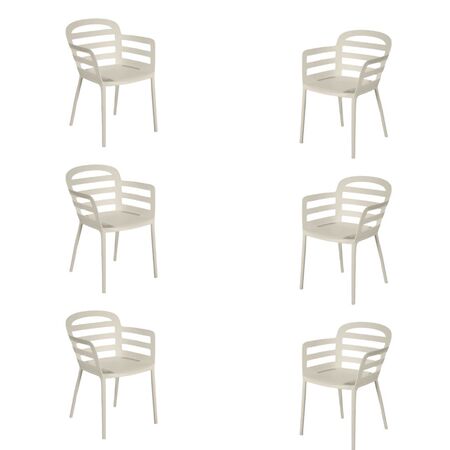 Silla De Diseño Estilo Libre Apilable Resistente Beige X 6
