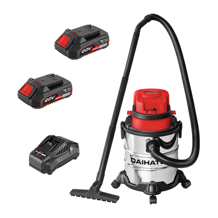 Combo Aspiradora de Polvo y Liquidos Inalambrica Daihatsu 20V + 2 Baterias 2.0 Ah + Cargador Rapido - Modelo ASP20