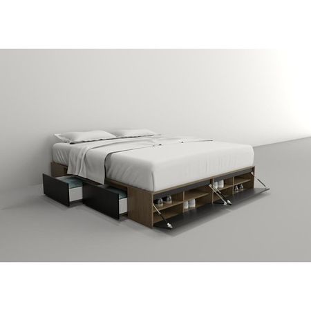 Box de Cama DS Home 2,00 m 4 Cajones 2 Puertas Nogal Negro 203x33x202 cm