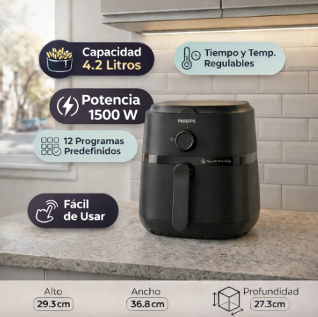 Freidora De Aire Philips Na120/00 4.2 Litros 1500w - Vista 2