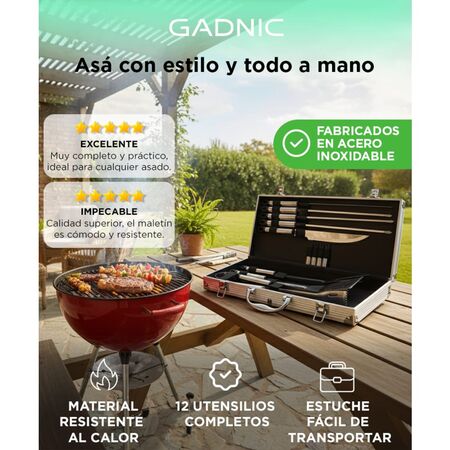 Kit Para Parrilla Gadnic  12 Piezas Acero inoxidable 