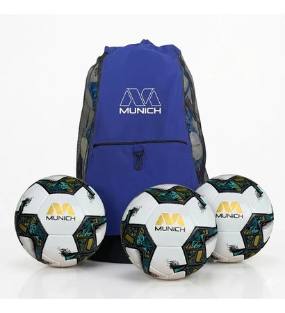 Combo 3 Pelotas Futsal Elite Quality Pro + Bolso Straper Azul