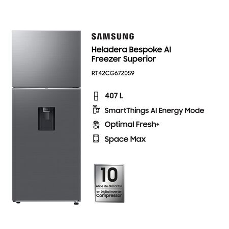 Heladera Samsung RT42CG6720S9 Inverter 407 L Inox Dispenser