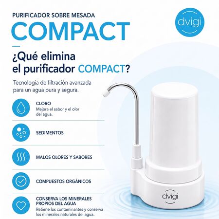 Combo Purificador Dvigi Compact + 1 Repuesto Elimina Cloro