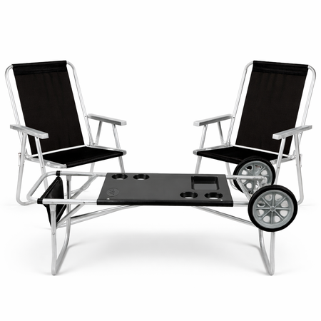 2 Sillas Alum Mor Confort Sannet + Carrito De Playa Plegable