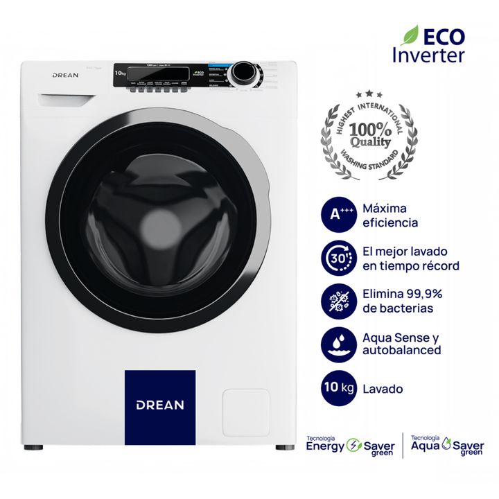 LAVARROPAS DREAN CARGA FRONTAL 10KG 1200RPM INVERTER LFDR1012SB - Vista 4