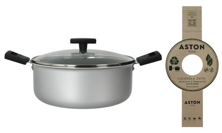 Cacerola Olla 24 cm Aluminio Mango Reciclado Antiadherente Aston 