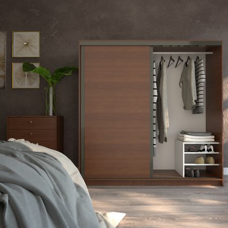 Placard Corredizo 1,80 2caj Caoba Tabaco