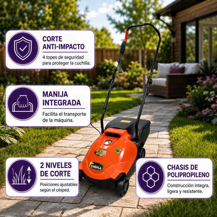 Cortadora De Césped Eléctrica Dibra R370 1300w 2 Posiciones - Vista 2