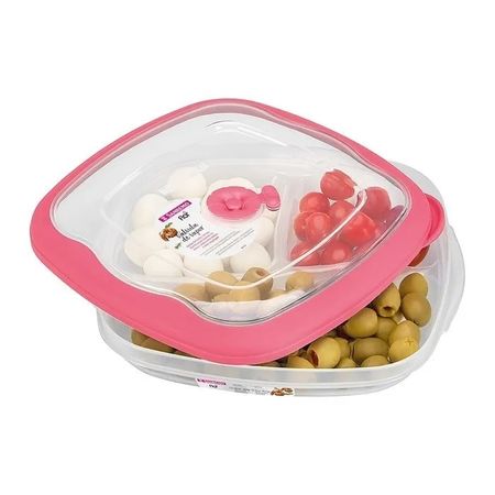 Snack Box Tres Divisiones 1,5Lts. Rosa ( 716/57)