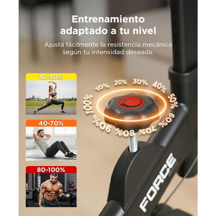 Bicicleta Fija De Spinning Force By Gadnic Disco De Inercia 4 Kg Display LCD Pedales Antideslizantes - Vista 6