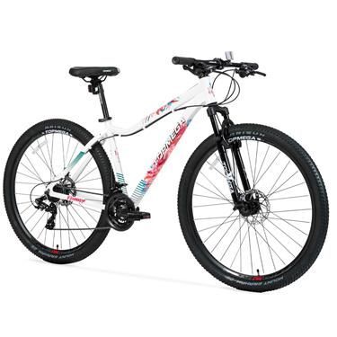 Bicicleta Mountain Bike Topmega Flamingo Aluminio R29 21vel Talle M Blanco/Rosa/Celeste