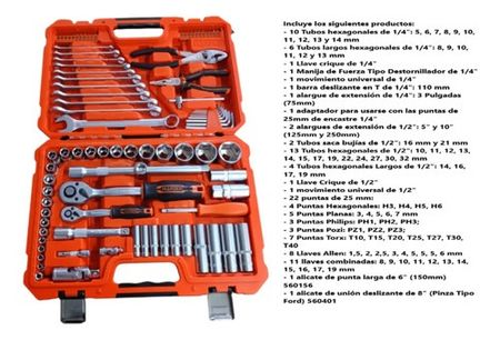 Set de Tubos Harden con Crique y Llaves Combinadas 89 Piezas