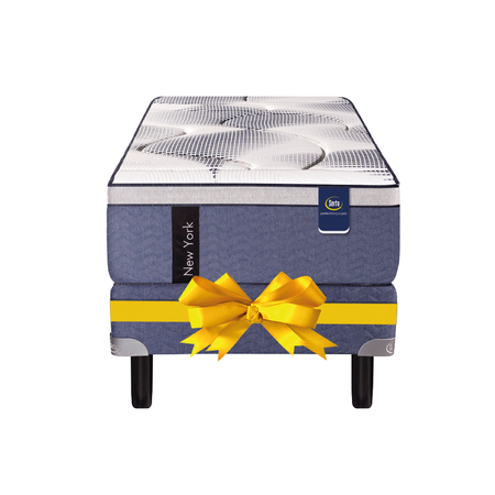 Promo Colchon Serta New York 1 Plaza 80x190 Con Pillow Viscoelastico + Sommier de Regalo