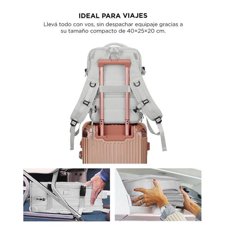 Mochila de Viaje Gris Gadnic Expansible Impermeable 40L - Vista 5