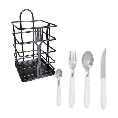 Set cubiertero escurridor organizador  juego cubiertos x 24