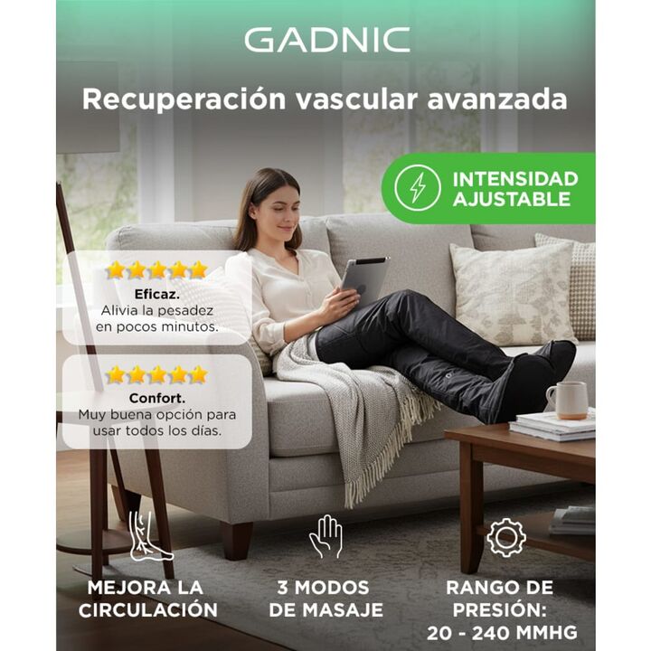 Botas de Presoterapia Gadnic Recuperacion Muscular 9 Niveles Piernas Cintura (Negro L) - Vista 2