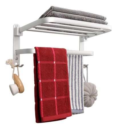 Toallero Doble Plegable Baño Organiza. Aluminio Hogar Actual