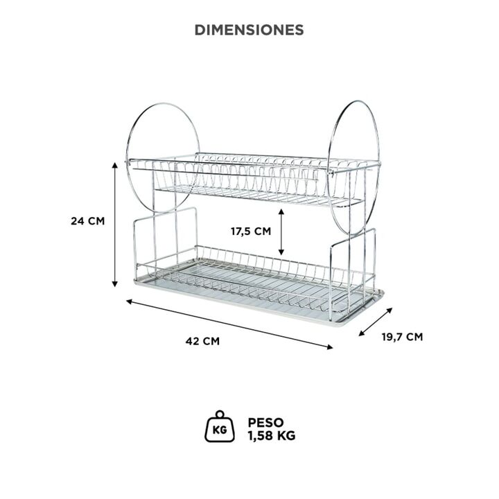 Secador de Platos Gadnic SEC08 Acero Inoxidable Moderno - Vista 6