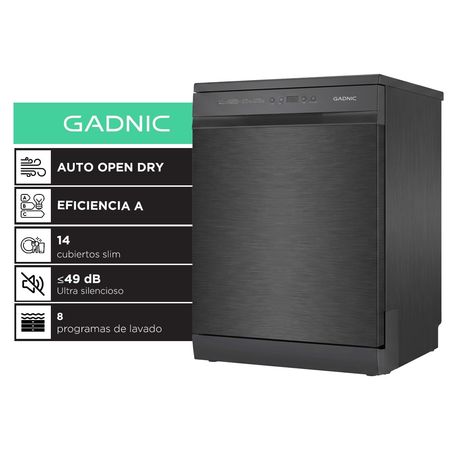 Lavavajillas Gadnic 14 Cubiertos Empotrable Dark Inox 8 Programas Apertura Automatica