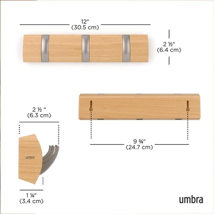 Perchero Rebatible De Pared Umbra Flip 3 Ganchos - Vista 6