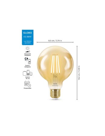 Lampara Led  inteligente Vintage Wiz Wifi Filamento Globo 929002416012)