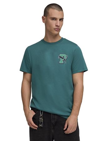 Remera Puma Graphic Varsity Sportstyle Hombre Moda Verde