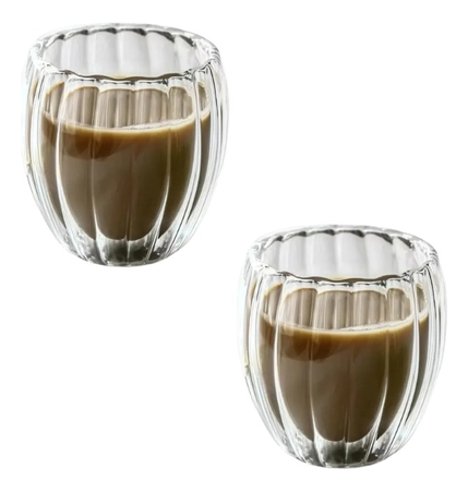 Set X 2 Tazas Doble Pared Larhaus Barista Doppio Line 250 Cc Transparente Doppio
