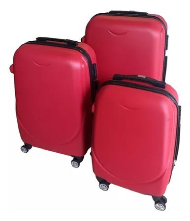Set De 3 Valijas Rigidas Premium De Viaje De 8 Ruedas Cts - Color: Rojo - Nombre del diseño: Lisa