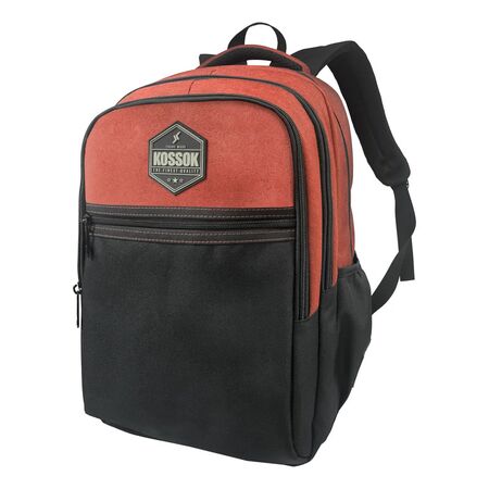 Mochila Kossok Champ Urbana Multiple Compartimentos Premium Negro y Rojo Liso