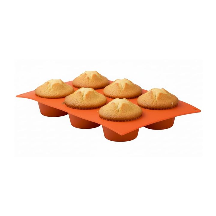 Molde X6 Muffins De Silicona P/ Horno Naranja - Vista 1
